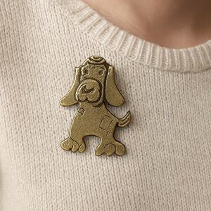 Metzke Hound Dog Brooch Vintage Goldtone 2.75” tall